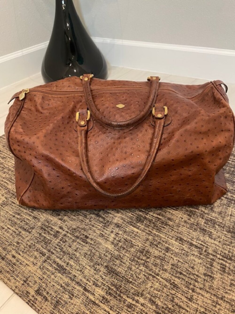 Isanti Ostrich Embossed Leather Sachel